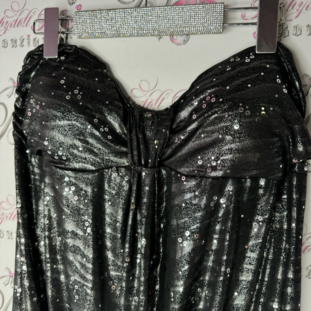 Dress sparkly sequins black grey silver sparkle glitter sexy mini dress tube y2k - Picture 2 of 10